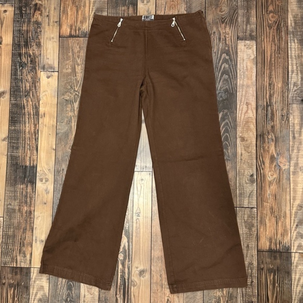 Request Brown Wide Leg Pants With Side Zippers
